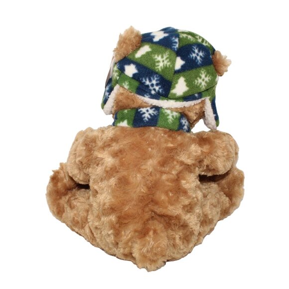 Fiesta Holiday Snowflake Pattern Brown Bear 18" Winter Hat Scarf Soft Cuddly - Picture 3 of 8